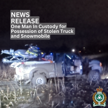 Recovered stolen truck and snowmobile in farm field, Ladner, BC